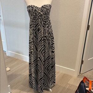 White House Black Market Strapless Zebra Print Dress
